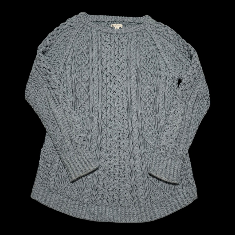 L.L. Bean‎ Signature Blue Heavy Cable Knit Cotton Sweater Women's XS Oversized